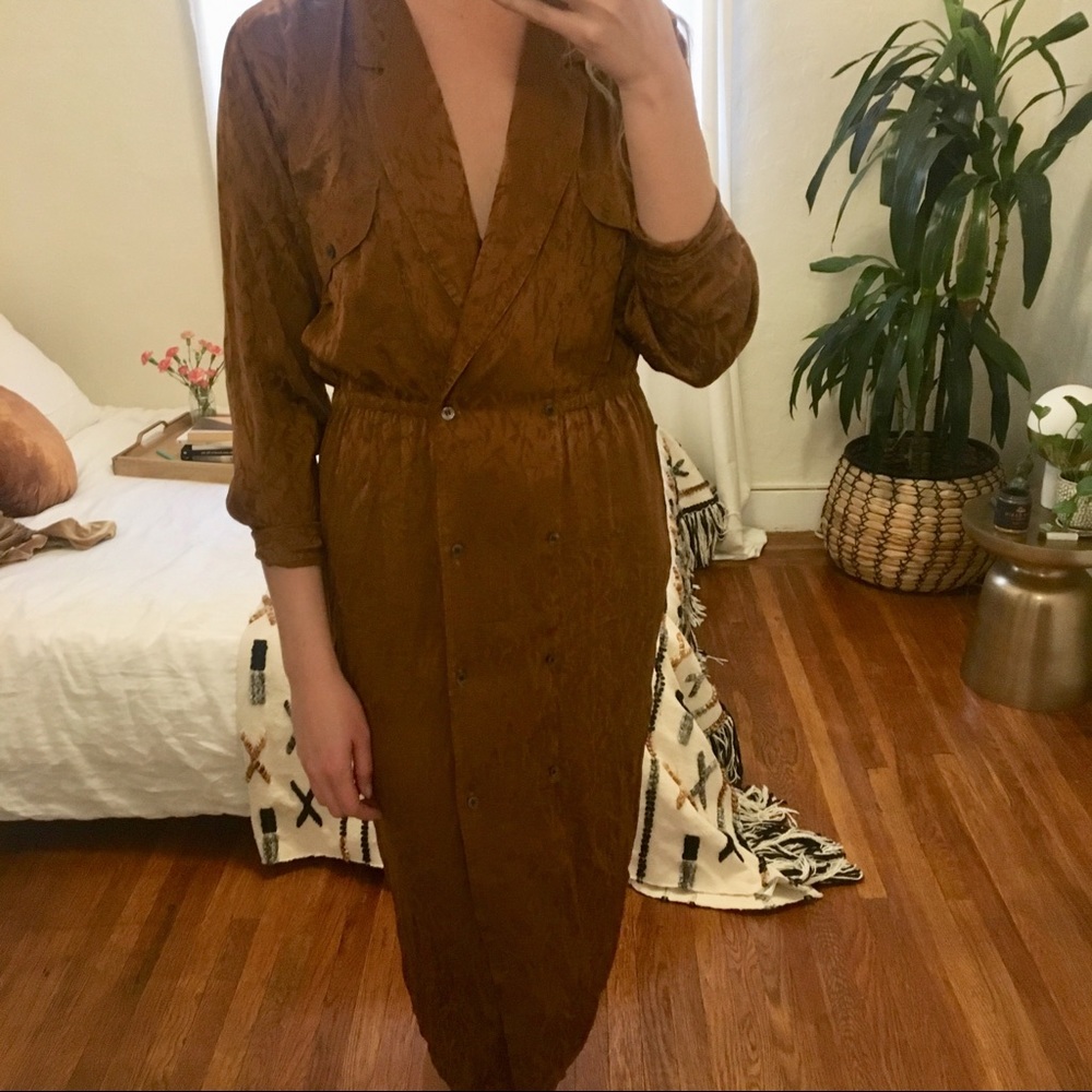 Vintage Silk Long Sleeved Slip Dress